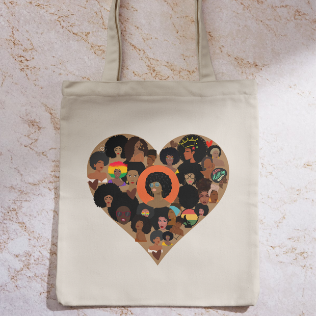 Tote Bag « Sororité Afro » – L’amour de soi et des sœurs en cœur
