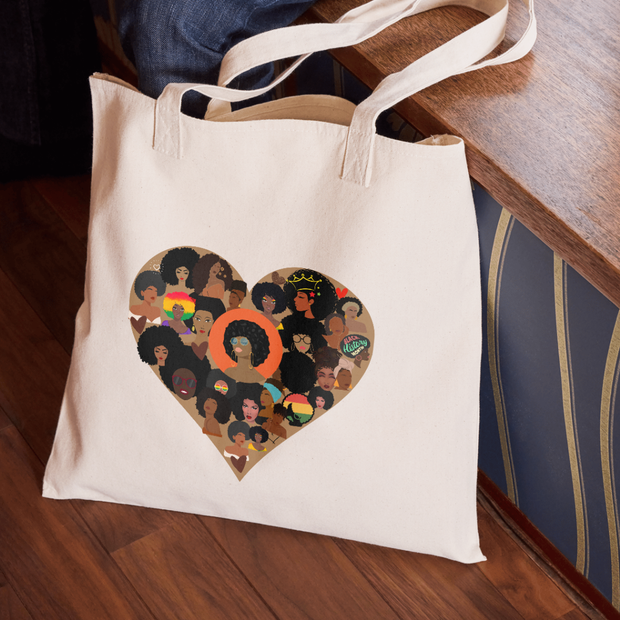 Tote Bag « Sororité Afro » – L’amour de soi et des sœurs en cœur