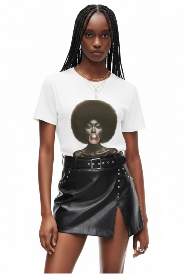 T-shirt Bubblegum Afro – Audacieuse & Élégante